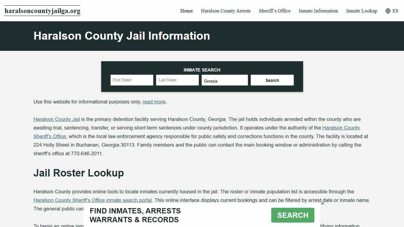 Haralson County, GA Jail Roster, Inmate Info